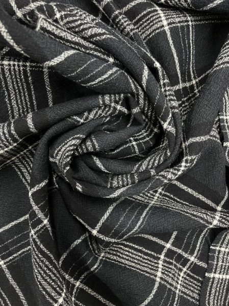 画像6: 生地:チェック柄ポコポコ100%ウール(黒/白) (6)