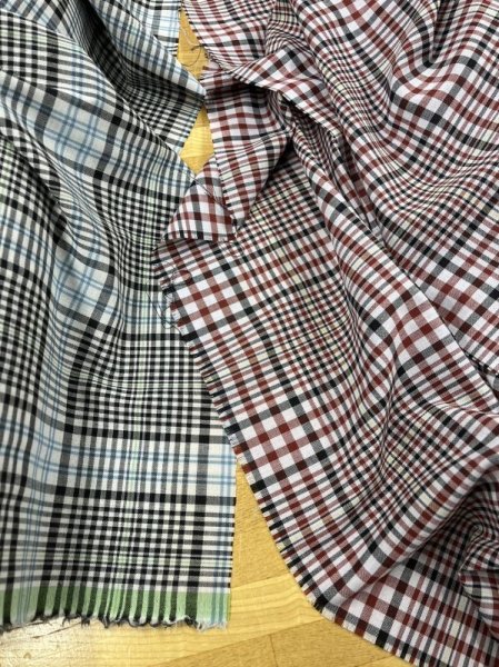 画像8: 生地:チェック柄薄手ウール(緑/紺) (8)