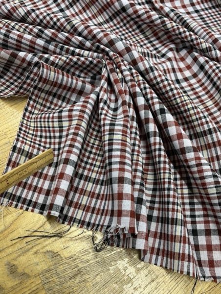 画像5: 生地:チェック柄薄手ウール(赤/紺) (5)