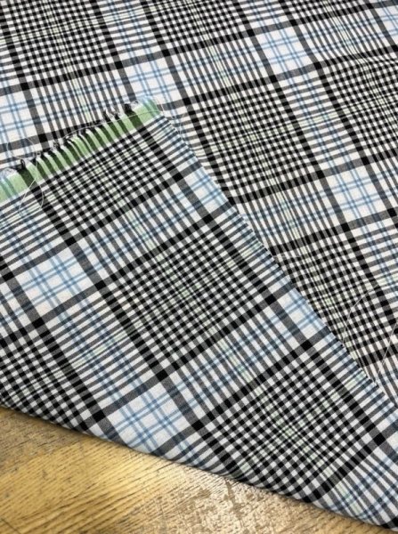 画像3: 生地:チェック柄薄手ウール(緑/紺) (3)
