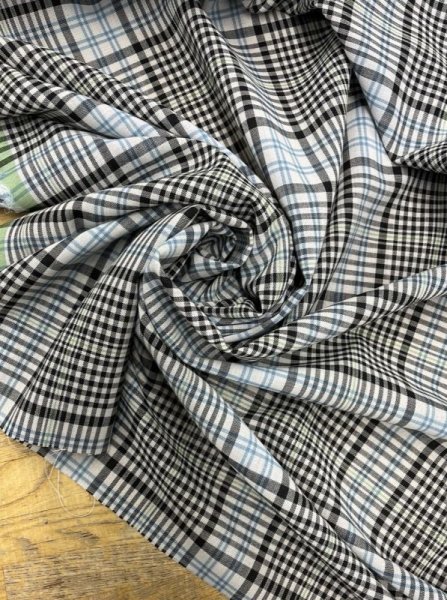 画像6: 生地:チェック柄薄手ウール(緑/紺) (6)