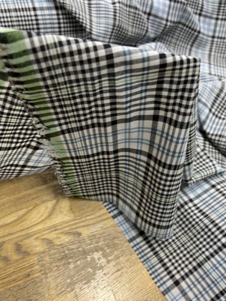 画像7: 生地:チェック柄薄手ウール(緑/紺) (7)