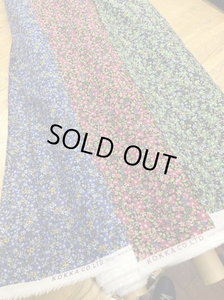 画像7: 生地:花柄綿100%(黒/青) (7)