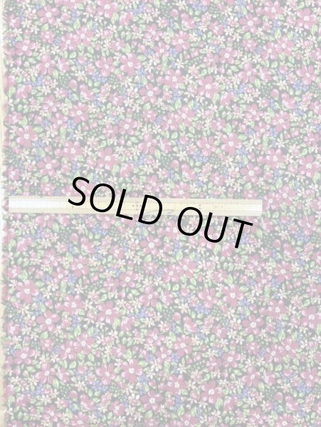 画像1: 生地：花柄綿100％（黒／ピンク） (1)