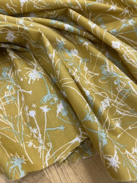 画像5: 生地:手書き風綿60ローン(からし) (5)