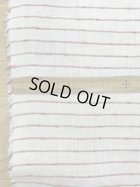 画像2: 生地:ノット糸ポコポコボーダーリネン(白/赤) (2)