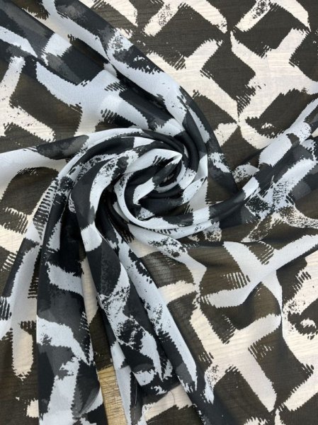 画像6: 生地:ペケペケプリントシフォン(白/黒) (6)