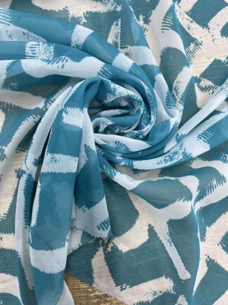 画像6: 生地:ペケペケプリントシフォン(白/青) (6)