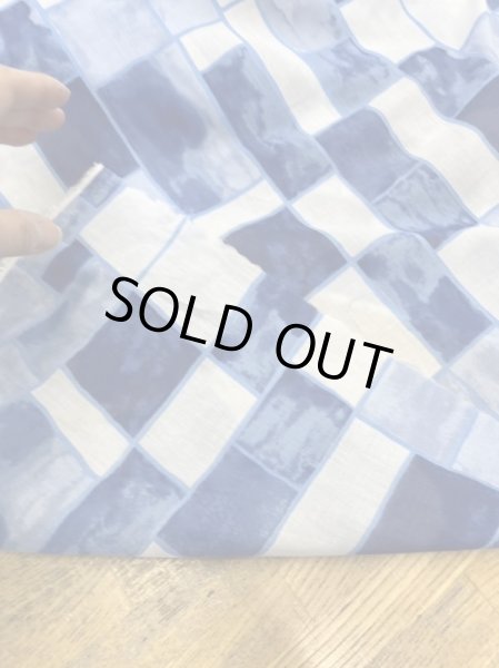 画像3: 生地:ダブル幅レンガ柄綿100%(ブルー) (3)