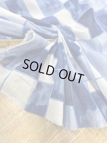 画像5: 生地:ダブル幅レンガ柄綿100%(ブルー) (5)