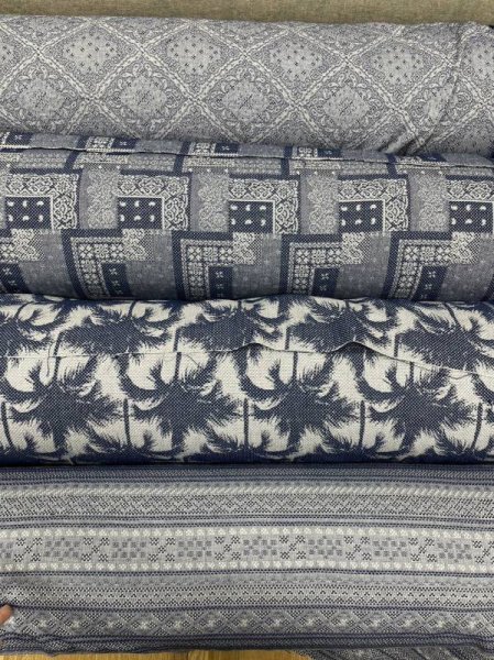 画像8: 生地:綿100%木柄刺し子ジャガードエアタン仕上(紺/白) (8)