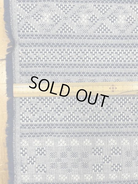 画像2: 生地:綿100%ボーダー柄刺し子ジャガードエアタン仕上(紺/白) (2)