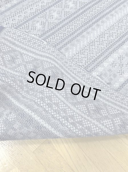 画像3: 生地:綿100%ボーダー柄刺し子ジャガードエアタン仕上(紺/白) (3)