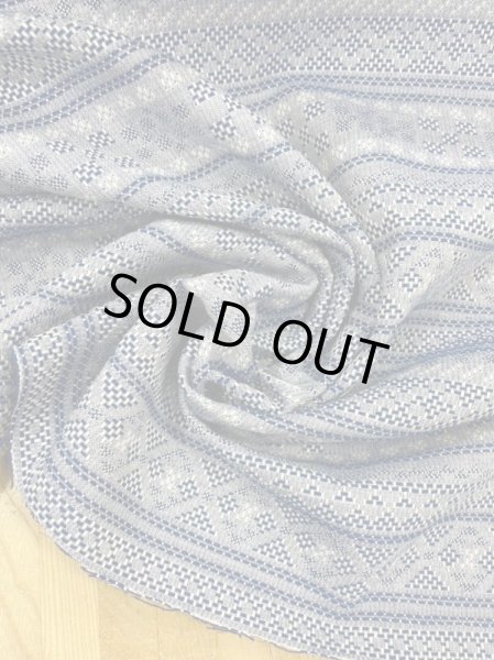 画像6: 生地:綿100%ボーダー柄刺し子ジャガードエアタン仕上(紺/白) (6)