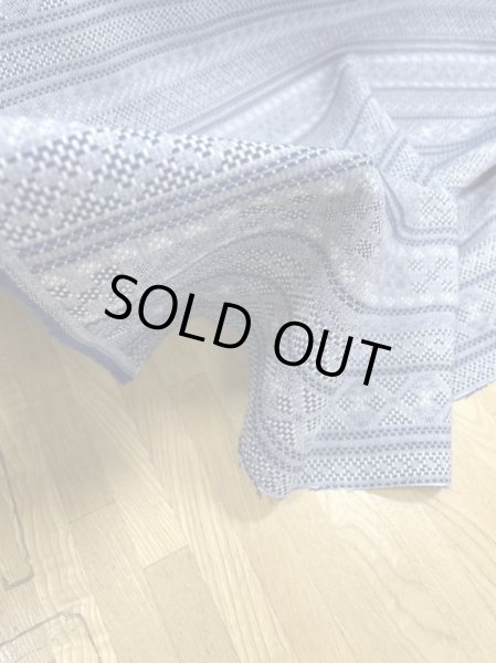 画像7: 生地:綿100%ボーダー柄刺し子ジャガードエアタン仕上(紺/白) (7)