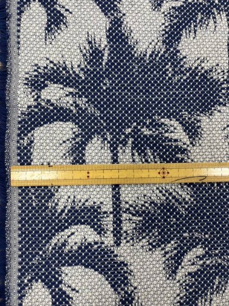 画像2: 生地:綿100%木柄刺し子ジャガードエアタン仕上(紺/白) (2)