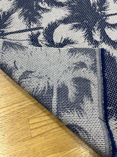 画像3: 生地:綿100%木柄刺し子ジャガードエアタン仕上(紺/白) (3)