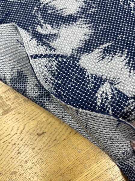 画像4: 生地:綿100%木柄刺し子ジャガードエアタン仕上(紺/白) (4)