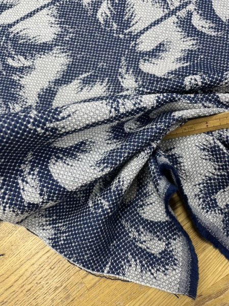 画像5: 生地:綿100%木柄刺し子ジャガードエアタン仕上(紺/白) (5)