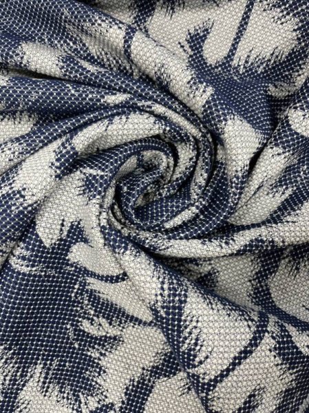 画像6: 生地:綿100%木柄刺し子ジャガードエアタン仕上(紺/白) (6)