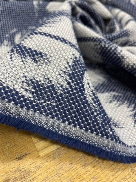 画像7: 生地:綿100%木柄刺し子ジャガードエアタン仕上(紺/白) (7)