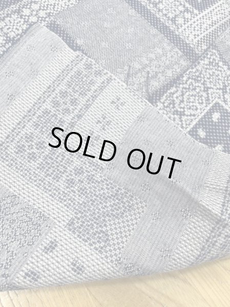 画像3: 生地:綿100%レースパッチ柄刺し子ジャガードエアタン仕上(紺/白) (3)
