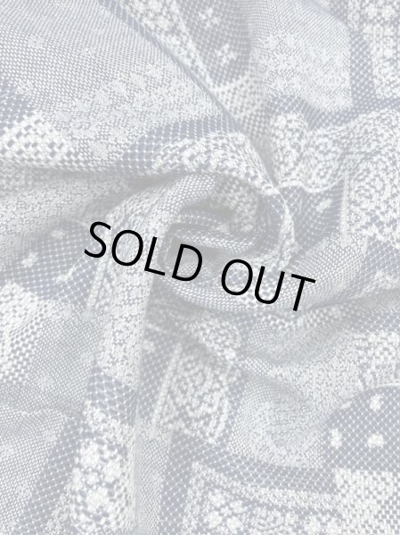 画像6: 生地:綿100%レースパッチ柄刺し子ジャガードエアタン仕上(紺/白) (6)