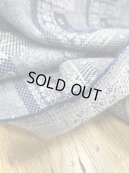 画像7: 生地:綿100%レースパッチ柄刺し子ジャガードエアタン仕上(紺/白) (7)