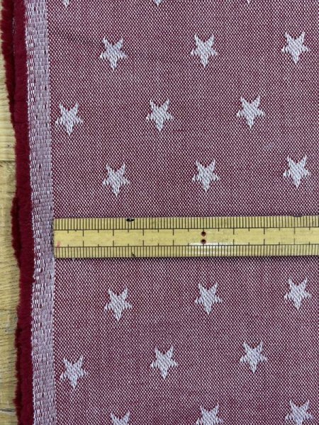 画像2: 生地:綿100%星柄ジャガード(赤) (2)