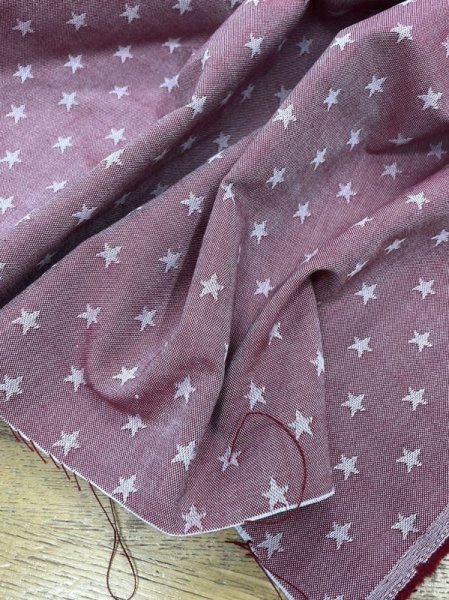 画像5: 生地:綿100%星柄ジャガード(赤) (5)