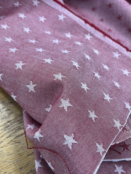 画像7: 生地:綿100%星柄ジャガード(赤) (7)