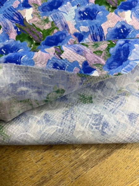 画像4: 生地：綿100％花柄プリント（青） (4)