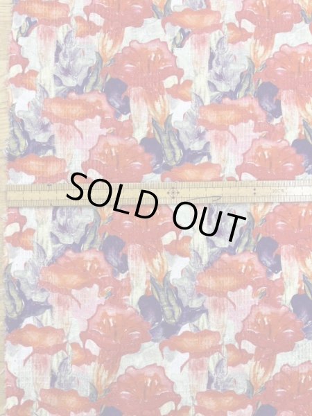 画像2: 生地：綿100％花柄プリント（赤） (2)