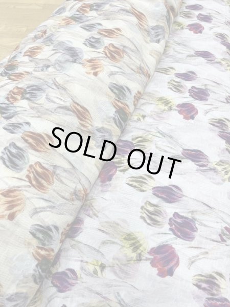 画像8: 生地：綿100％チューリップ柄プリント（白／紫） (8)
