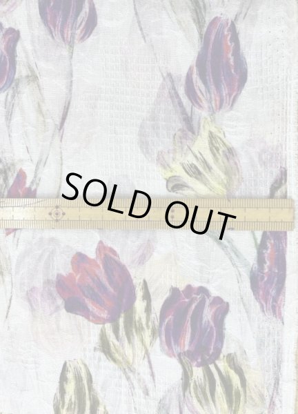 画像2: 生地：綿100％チューリップ柄プリント（白／紫） (2)