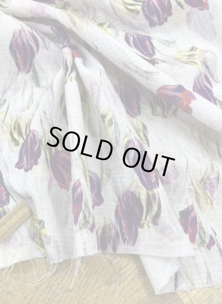 画像5: 生地：綿100％チューリップ柄プリント（白／紫） (5)