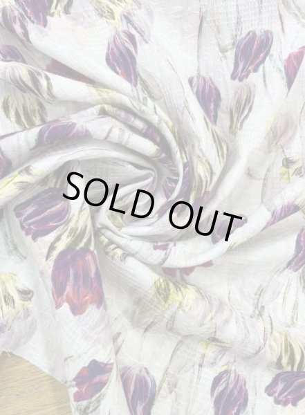 画像6: 生地：綿100％チューリップ柄プリント（白／紫） (6)