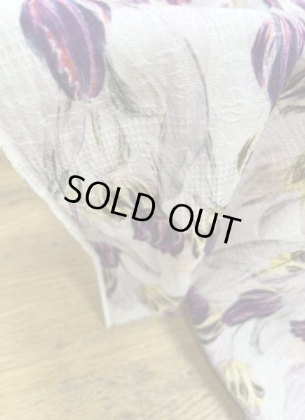 画像7: 生地：綿100％チューリップ柄プリント（白／紫） (7)