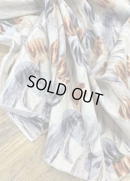 画像5: 生地：綿100％チューリップ柄プリント（クリーム／オレンジ） (5)