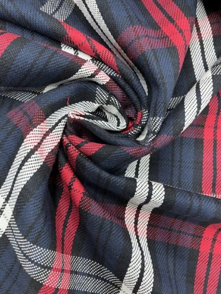 画像6: 生地:綿100%厚手タータンチェック(紺赤白) (6)