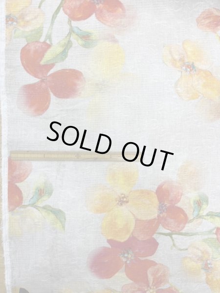 画像1: 生地：綿100％BIGフラワー柄プリント（薄グレー） (1)