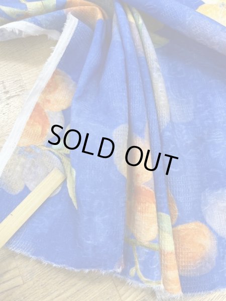 画像5: 生地:綿100%BIGフラワー柄プリント(青) (5)