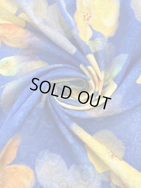 画像6: 生地:綿100%BIGフラワー柄プリント(青) (6)