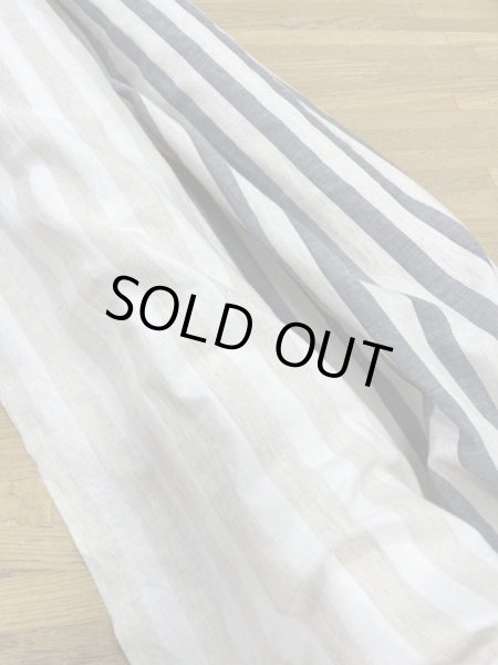 画像8: 生地:コットンリネン先染めワッシャーボーダー(白/紺) (8)