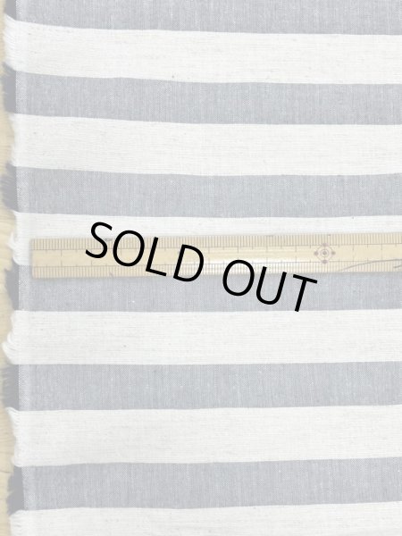 画像2: 生地:コットンリネン先染めワッシャーボーダー(白/紺) (2)