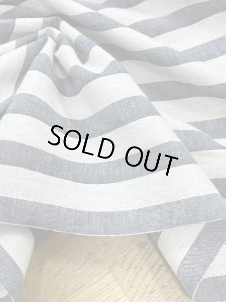 画像5: 生地:コットンリネン先染めワッシャーボーダー(白/紺) (5)