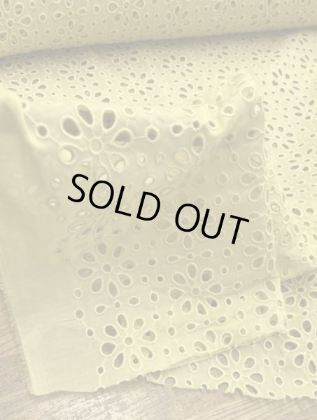 画像7: 生地:綿ポリ花柄刺繍レース(黄色) (7)