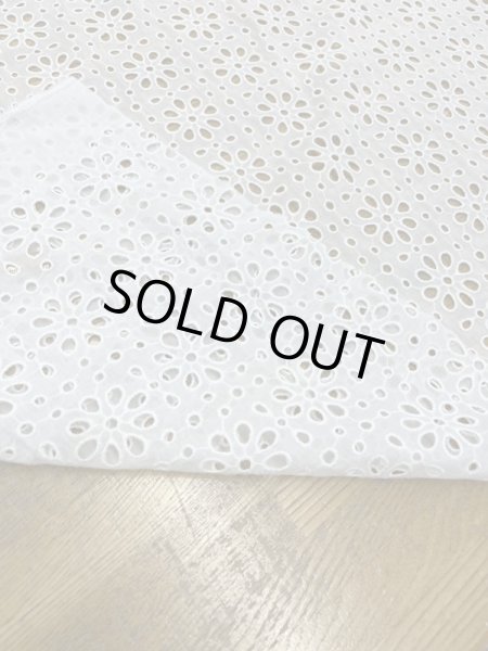画像3: 生地:綿ポリ花柄刺繍レース(白) (3)
