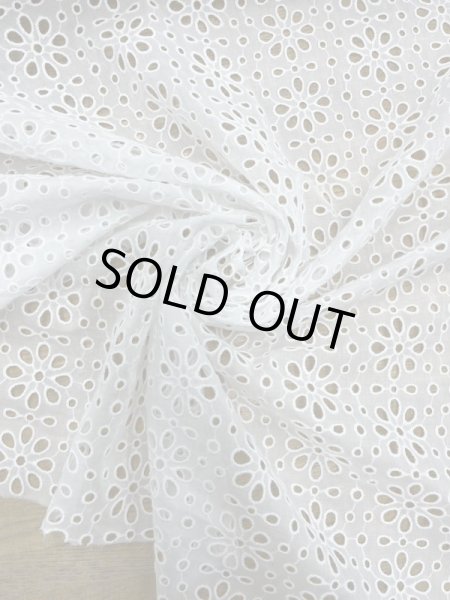 画像6: 生地:綿ポリ花柄刺繍レース(白) (6)
