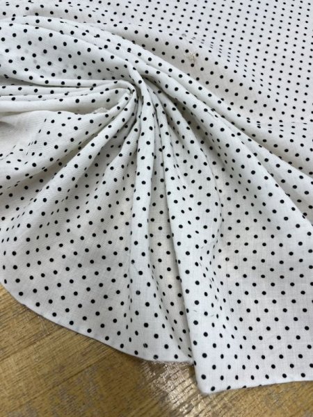 画像5: 生地:ポリエステル100%水玉柄プリント(白/黒) (5)
